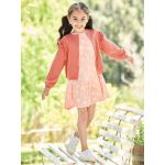 Vertbaudet Conjunto Vestido e Casaco Menina Pêssego, 3A