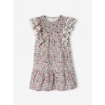 Vertbaudet Vestido c/ Flores de Cerejeira, Mangas c/ Folhos Menina Cru 6A