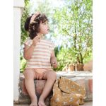 Vertbaudet Conjunto Calções, T-Shirt às Riscas e Fita, Laranja, 12M 74Cm
