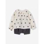 Vertbaudet Conjunto de 2 Peças, Blusa e Calções, Cru 6M 67Cm
