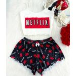 Donna Chic Pijama Virginia Netflix Branco c/Preto XL