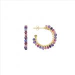 Luxenter Brincos Aiel Cristal Roxo com Acabamento em Ouro Amarelo 18 Kt. One Size
