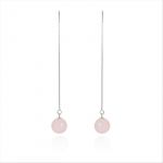 Luxenter Brincos Kenitna em Liga Metálica e Quartzo Rosa Acabamento Ródio One Size