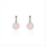 Luxenter Brincos Coleki em Liga Metálica e Quartzo Rosa Acabamento Ródio One Size