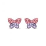 Luxenter Brincos Butterfly em Prata Esterlina 925 e Zircónias Multicoloridas com Acabamento a Ródio One Size
