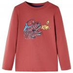 vidaXL T-shirt de Manga Comprida para Criança Vermelho Queimado 116