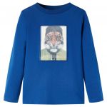 vidaXL T-shirt de Manga Comprida para Criança Azul-escuro 92