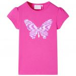 vidaXL T-shirt de Manga Curta para Criança Rosa-escuro 104
