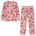 vidaXL Pijama de Manga Comprida para Criança Rosa-claro 92 - 13754