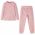 vidaXL Pijama de Manga Comprida para Criança Rosa-claro 140 - 14228