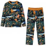 vidaXL Pijama de Manga Comprida para Criança Verde-escuro 128 - 13367