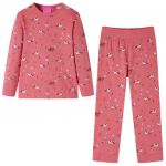 vidaXL Pijama de Manga Comprida para Criança Rosa-velho 128 - 14232