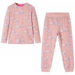 vidaXL Pijama de Manga Comprida para Criança Rosa-claro 92 - 14224