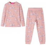 vidaXL Pijama de Manga Comprida para Criança Rosa-claro 116 - 14226