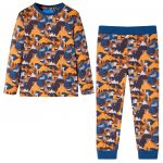 vidaXL Pijama de Manga Comprida para Criança Conhaque 140 - 12693