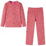 vidaXL Pijama de Manga Comprida para Criança Rosa-velho 116 - 14231