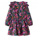 vidaXL Vestido de Criança com Mangas Compridas Rosa-brilhante 128 - 14477