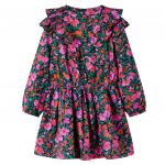 vidaXL Vestido de Criança com Mangas Compridas Rosa-brilhante 116 - 14476