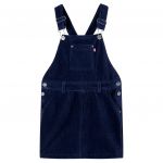 vidaXL Vestido com Peitilho para Criança Bombazina Azul-marinho 116 - 13906