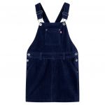 vidaXL Vestido com Peitilho para Criança Bombazina Azul-marinho 92 - 13904