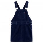 vidaXL Vestido com Peitilho para Criança Bombazina Azul-marinho 128 - 13907