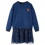 vidaXL Vestido de Manga Comprida para Criança Azul-marinho 128 - 14197