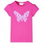 vidaXL T-shirt de Manga Curta para Criança Rosa-escuro 128 - 10842