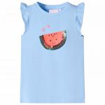 vidaXL T-shirt para Criança Manga com Folhos Azul-claro 92 - 10629