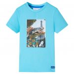vidaXL T-shirt para Criança Cor Ciano 128 - 11762