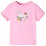 vidaXL T-shirt Manga Curta para Criança Rosa-choque 128 - 10682