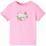 vidaXL T-shirt Manga Curta para Criança Rosa-choque 104 - 10680