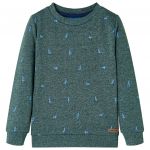 vidaXL Sweatshirt para Criança Verde-escuro Mesclado 104 - 12970