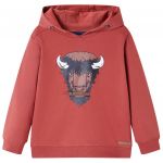 vidaXL Sweatshirt Infantil com Capuz Vermelho-queimado 128 - 13012