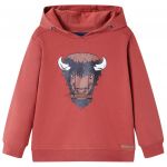vidaXL Sweatshirt Infantil com Capuz Vermelho-queimado 104 - 13010