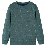 vidaXL Sweatshirt para Criança Verde-escuro Mesclado 140 - 12973