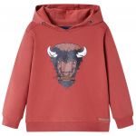 vidaXL Sweatshirt Infantil com Capuz Vermelho-queimado 116 - 13011