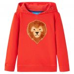 vidaXL Sweatshirt para Criança com Capuz Vermelho 128 - 13322