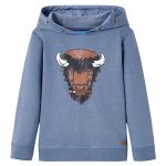 vidaXL Sweatshirt para Criança com Capuz Azul Mesclado 140 - 13018