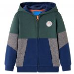 vidaXL Sweatshirt para Criança com Capuz e Fecho Verde-escuro 116 - 13086