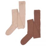 Minymo Wool Stocking Rib 2 Pack Tights Beige 1-3 Meses
