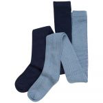 Minymo Wool Stocking Rib 2 Pack Tights Azul 12-18 Meses
