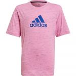 Adidas Future Icons Badge Of Sport Logo Short Sleeve T-shirt Rosa 7-8 Anos