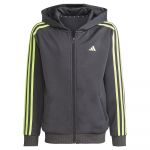 Adidas Essentials Aeroready 3 Stripes Regular-fit Full Zip Sweatshirt Cinzento 7-8 Anos