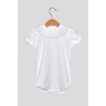 Fill Baby Body Manga Curta com Gola e Folho Branco Unisexo 3 Meses