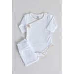 Fill Baby Conjunto Body Trespasse Liso com Laço e Collants Pérola Unisexo 3 Meses