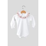 Fill Baby Body com Gola e Bordado Aplicado Telha Unisexo 1 Mês