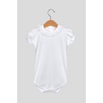 Fill Baby Body com Gola Bordada Flores Manga Curta Branco Unisexo 3 Meses