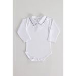 Fill Baby Body Camiseta com Gola Bordada com Tracejado Marinho Unisexo 9 Meses
