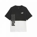 Puma Power Colorblock Short Sleeve T-shirt Preto S Mulher