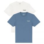 Wrangler Sign Off Regular Short Sleeve T-shirt 2 Units Branco,Azul L Homem